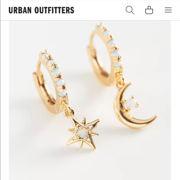Urban Outfitters Jewelry - Starry Night Mini Gold Opal Hoops Earrings Huggies